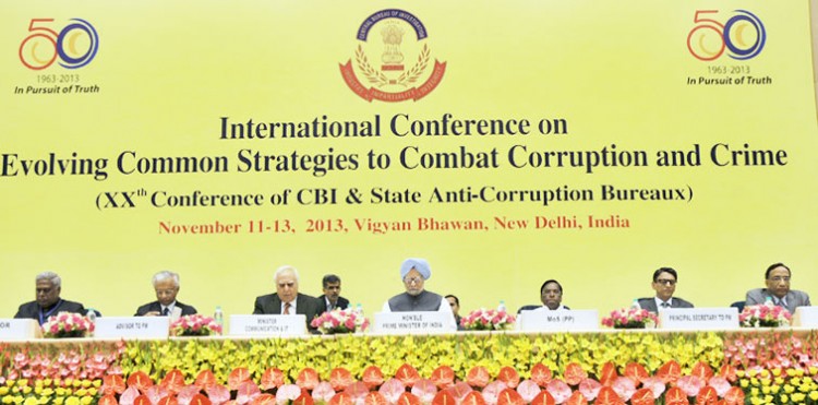 manmohan singh at the international conference on evolving common strategies to combat corruption and crime, in new delhi