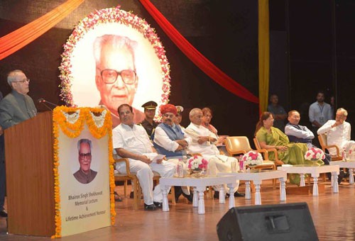 president pranab mukherjee, first bhairon singh shekhawat memorial lecture