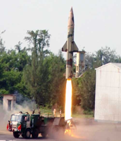 prithvi-ii missile launched