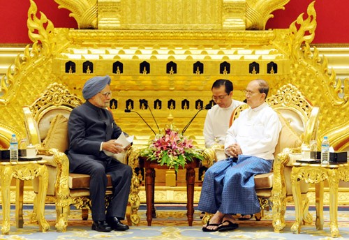 pm manmohan singh and  president of myanmar u thein sein,