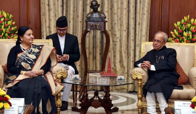 nepal's president vidyadevi bhandari and pranab mukherjee