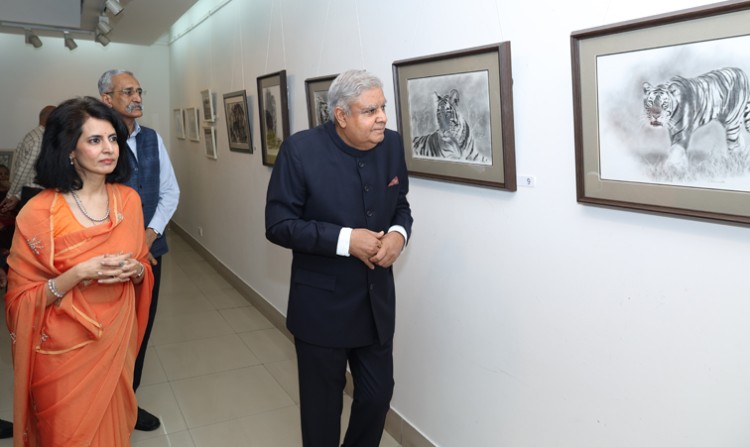 vice president sees charumati nirvana's exhibition on tigers