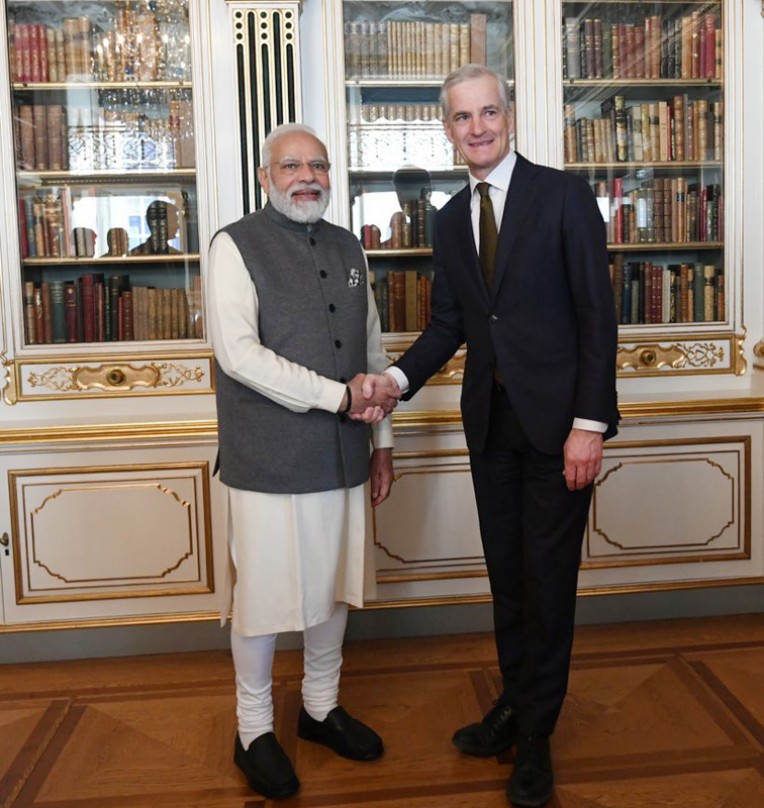 नरेंद्र मोदी से मिले नॉर्वे के प्रधानमंत्री
