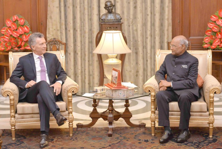 argentine president mauricio machri and president ramnath kovind