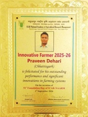farmer praveen dehri receives the innovative farmer award