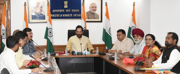 mukhtar abbas naqvi chairing the meeting of maulana azad education foundation