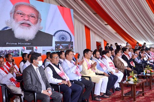 narendra modi launching the multiple development initiatives in assam