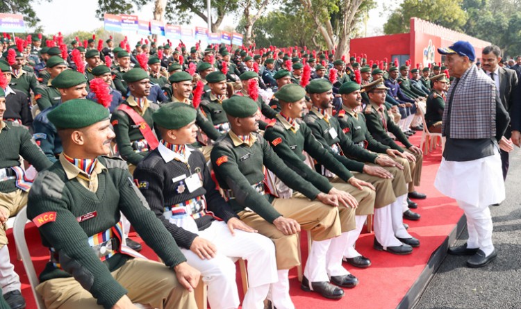 defence minister delivers inspiring address to cadets at ncc republic day camp