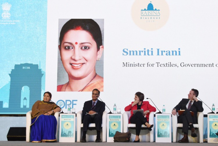 smriti irani discussion on participation of women in raisina dialogue