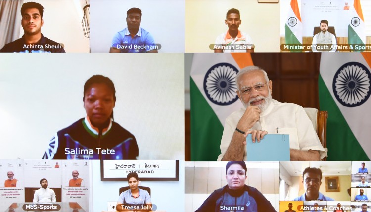 pm interacts with indian contingent participating in commonwealth games