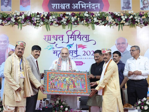 home minister amit shah at the shaashvat mithila festival in gandhinagar