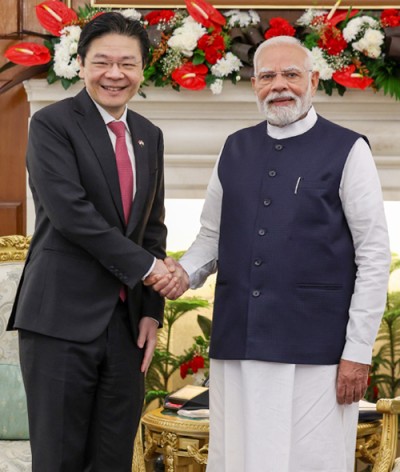 pm of singapore lawrence wong and pm narendra modi