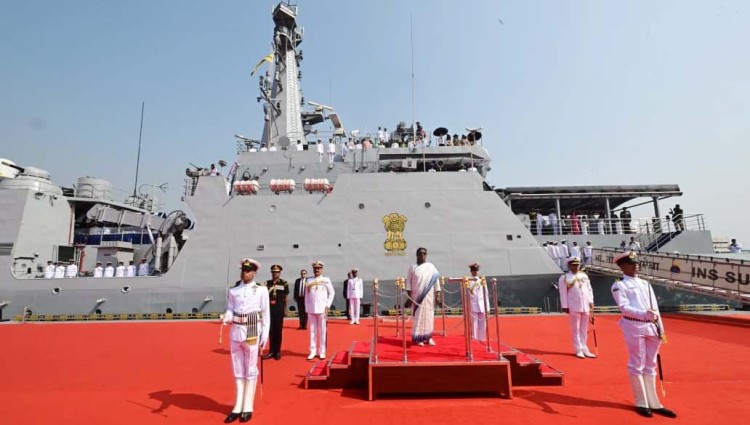 president views india's collective naval power