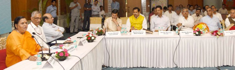 uma bharti chairing a national consultation on the national rural drinking water programme