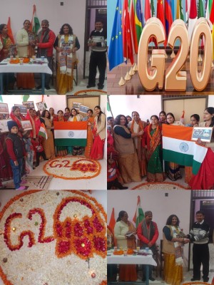 bjp mahila morcha made rangoli on g20