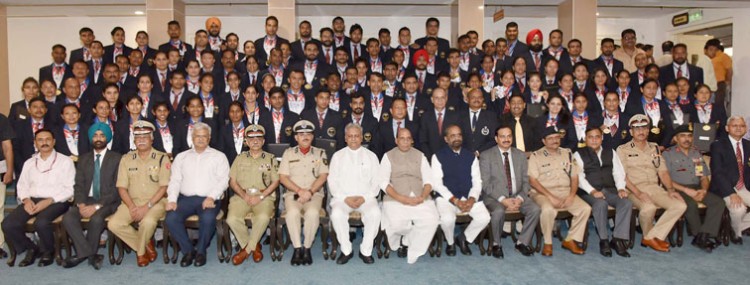 home minister with world police and fire games 2017 medal winners