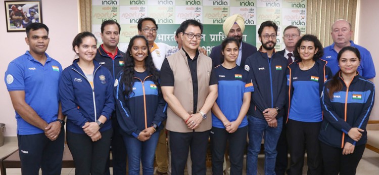 shooter returned from world cup meets sports minister kiren rijiju
