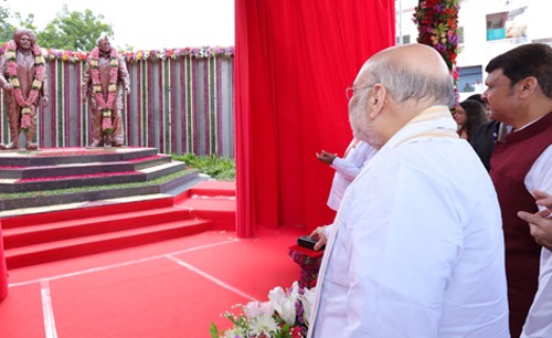 amit shah unveiling of statues of vithalrao and balasaheb