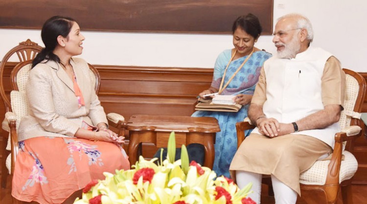 british mp priti patel meet pm narendra modi