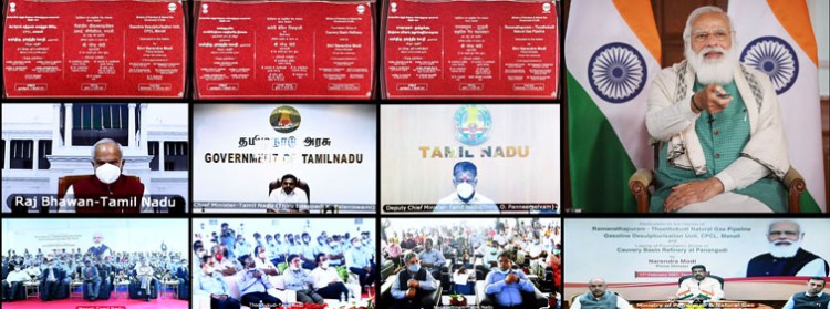 narendra modi dedicates to the nation projects of the oil and gas sector in tamil nadu