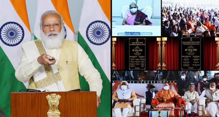 narendra modi lays the foundation stone of the suheldev memorial at bahraich