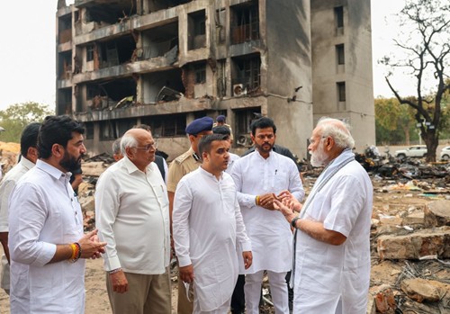 pm narendra modi visited the crash site in ahmedabad