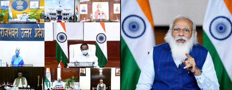 narendra modi interacting with the governors and lieutenant governors on covid-19 situation