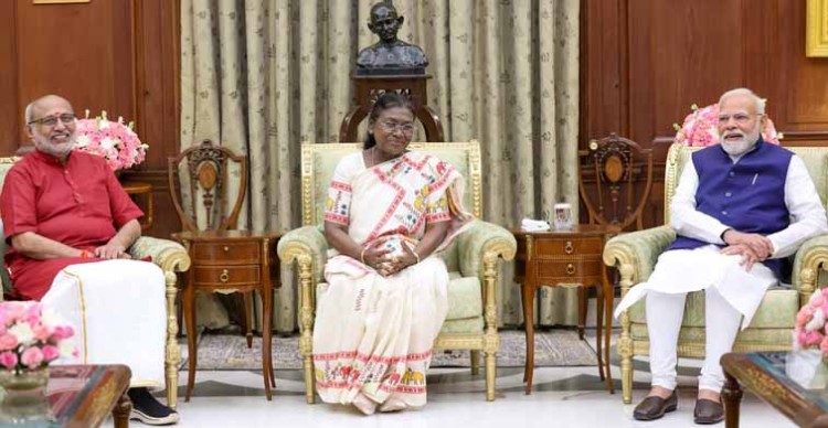 vice president cp radhakrishnan, president droupadi murmu and pm narendra modi