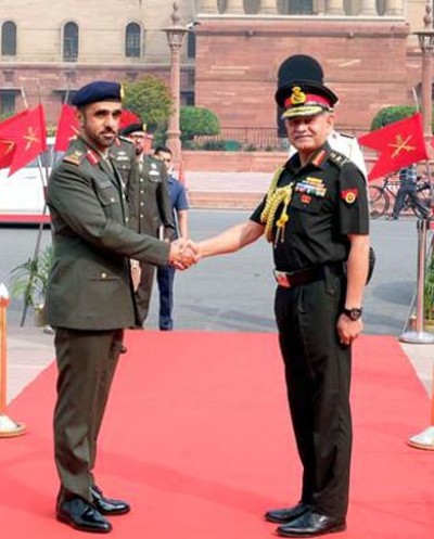 uae chief of army staff welcomed to india