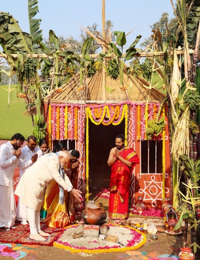 pm narendra modi participated in the pongal celebrations in delhi