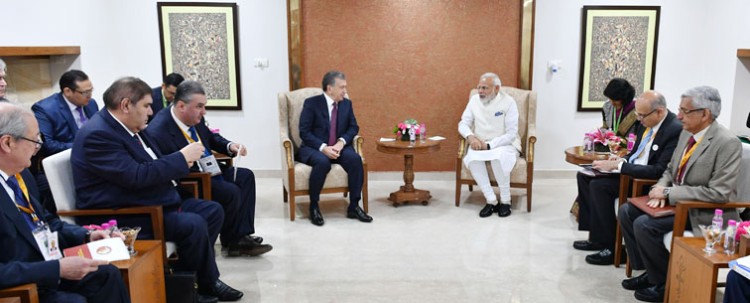 narendra modi meeting the president of uzbekistan shavkat mirziyoyev