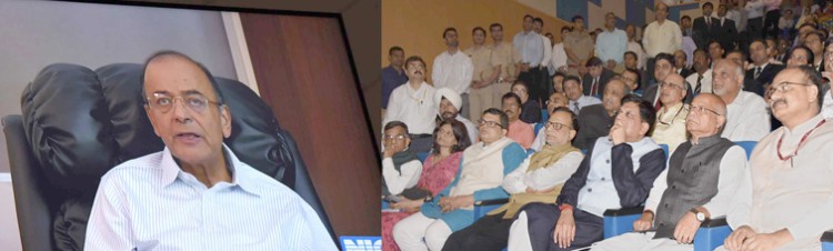 arun jaitley, addressing the gathering through video conferencing