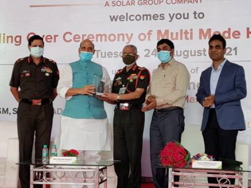 rajnath singh handed over the first batch of multi-mode hand grenades to the army