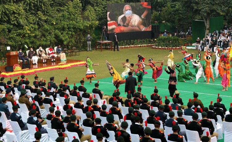 pm narendra modi at an 'at home' event