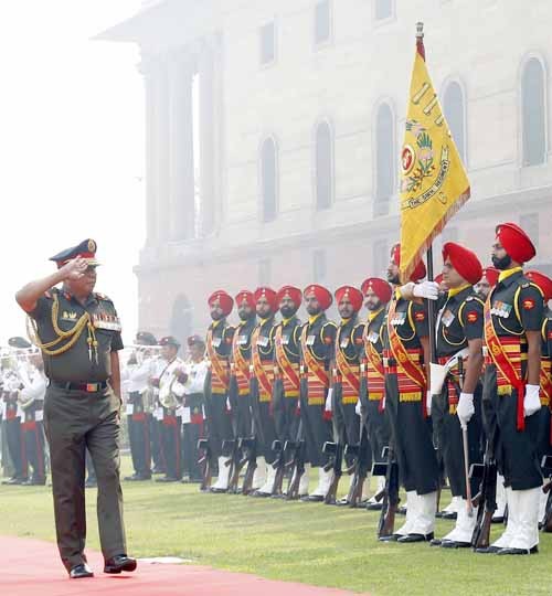 general batu tshering inspects the guard of honor
