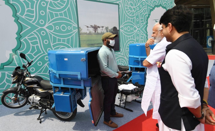 pm very impressed by the entrepreneurs and innovation in the drone exhibition
