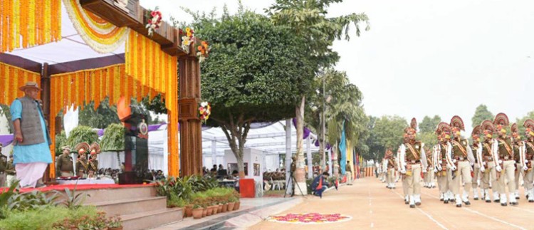 manoj sinha taking salute at the railway protection force investiture parade 2019
