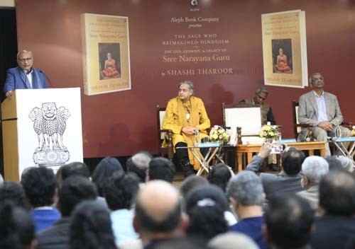 vice president releases shashi tharoor's book on sree narayana guru