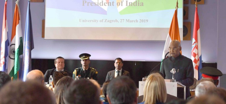 ram nath kovind addressing at the university of zagreb