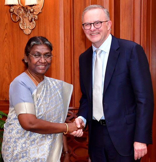 president draupadi murmu and prime minister albanese