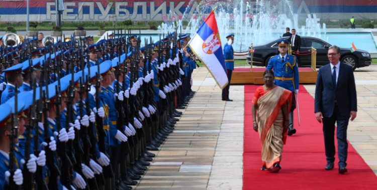 president droupadi murmu was warmly welcomed by president of serbia