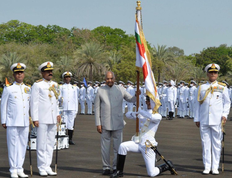 president ram nath kovind presented president's colour to ins valsura