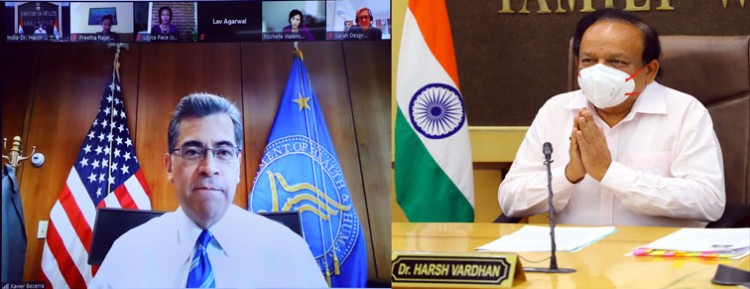 dr. harsh vardhan digitally interacting with the new us secretary of health & human services