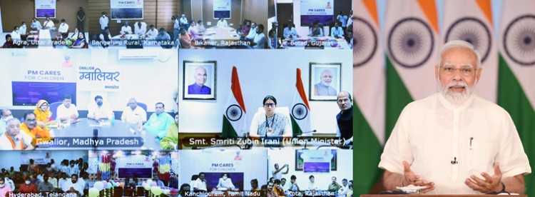 pm addressing at the release of benefits under pm cares for children scheme