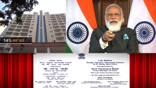 narendra modi inauguration of the multi-storeyed flats for the members of parliament