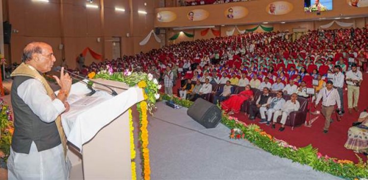rajnath singh addressing students at the dr. bhimrao ambedkar university