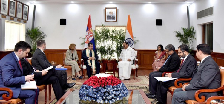 m. venkaiah naidu with the first deputy pm and minister of foreign affairs of serbia