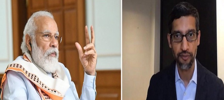 prime minister narendra modi talks with ceo of google