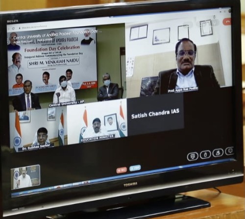 venkaiah naidu virtually addressing the foundation day celebration of the central university