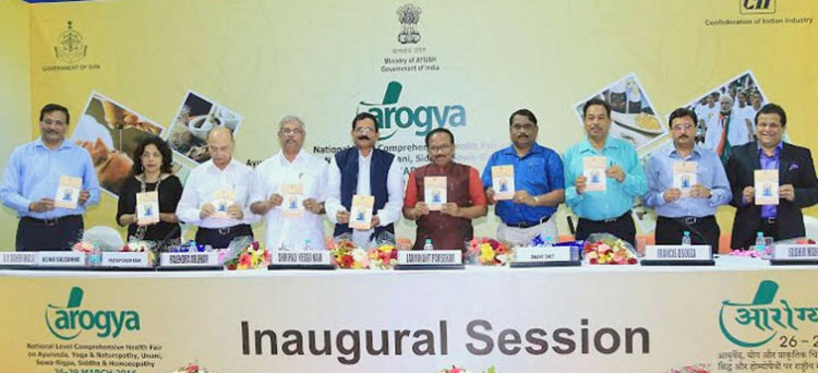 shripad yesso naik releasing the yoga protocol for the international yoga day